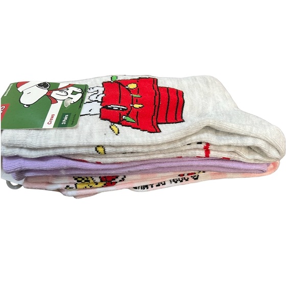 Peanuts Christmas socks 3 pair - Picture 2 of 3